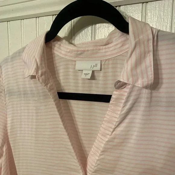 J. Jill pink and white button up casual blouse - Picture 2 of 7